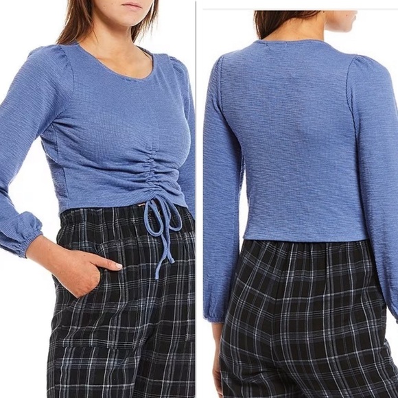 Coco + Jaimeson Brown Ribbed Long Sleeve Crop Top. Size M. P325/A2393 - Picture 2 of 6